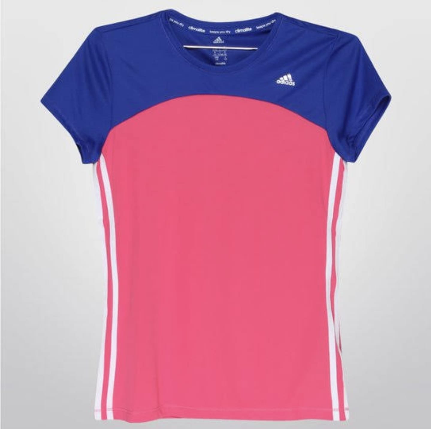 Adidas Climalite t-shirt in blue, pink, and white