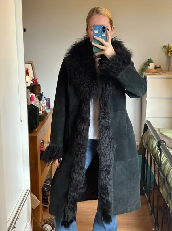 Unknown London black fur trimmed jacket